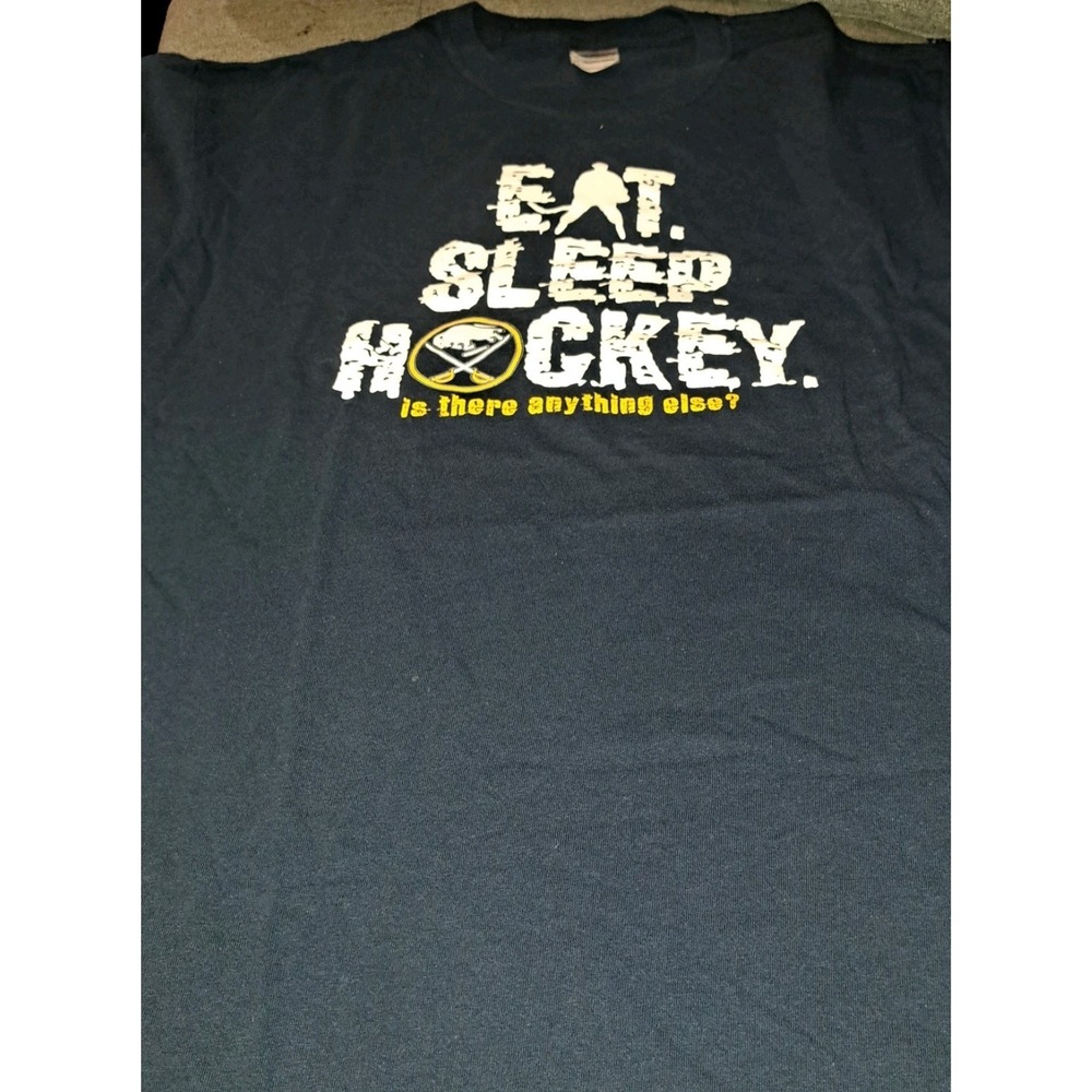 Mens Gildan Lg Buffalo Sabres "Eat Sleep Hockey" Short Sleeve Tee Hockey NHL New - Picture 2 of 5